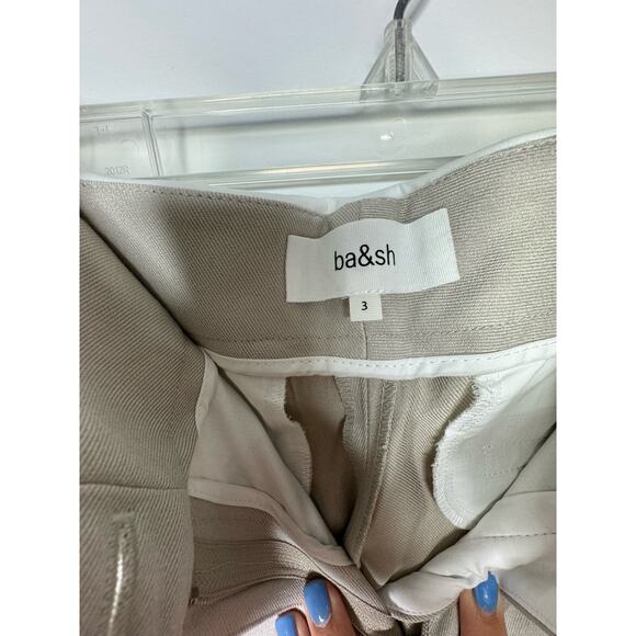 NWT BA&SH Women’s Harry Contrasting-Waistband Trousers in Beige  Size 3 - Picture 2 of 6